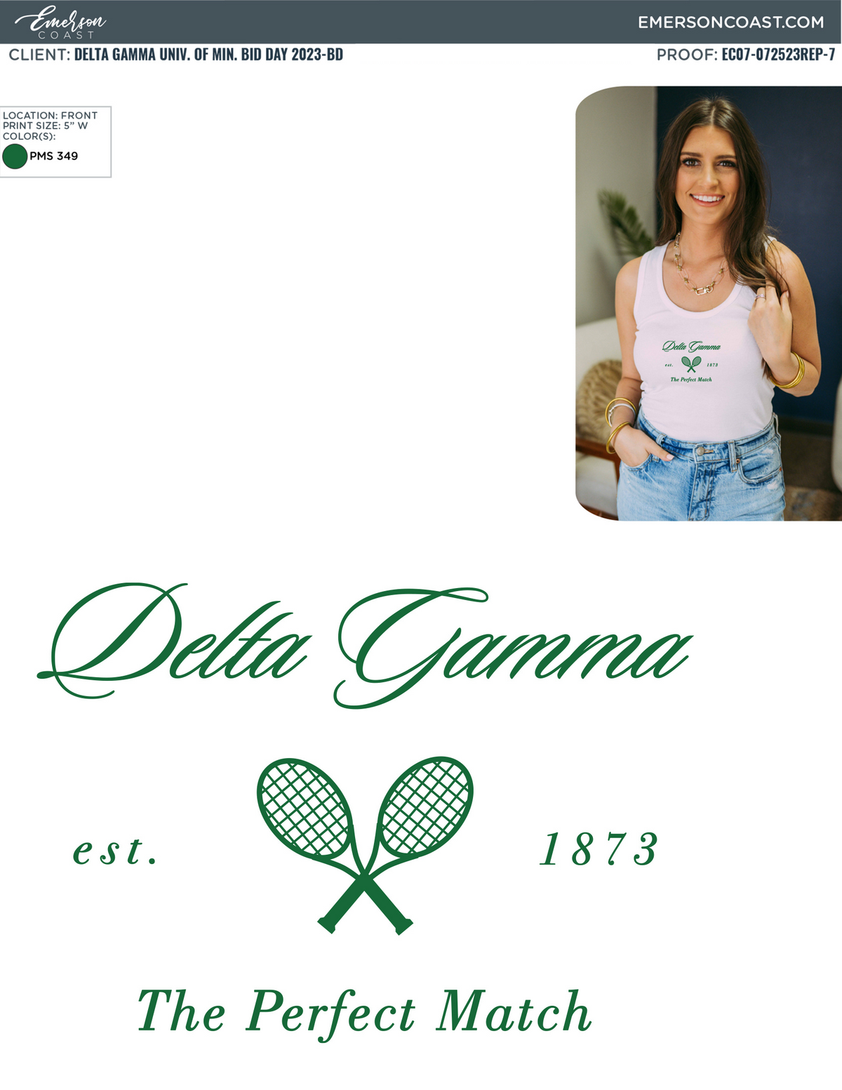 Delta Gamma The Perfect Match Bid Day Tank