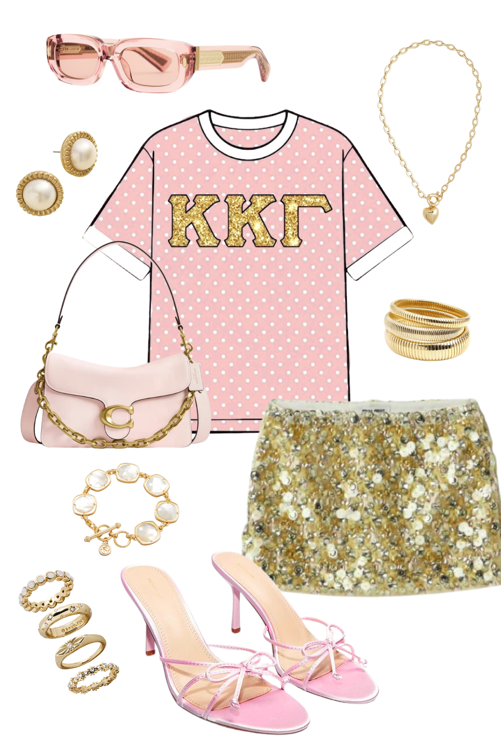 Kappa Kappa Gamma Gold Glitter Polka Dot Greek Letter Jersey