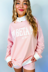 Emerson Coast Light Pink Striped Mock Neck and Shorts Set