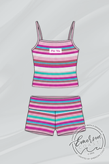 Phi Mu Striped Fold Over Shorts Set