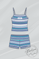Phi Mu Striped Fold Over Shorts Set