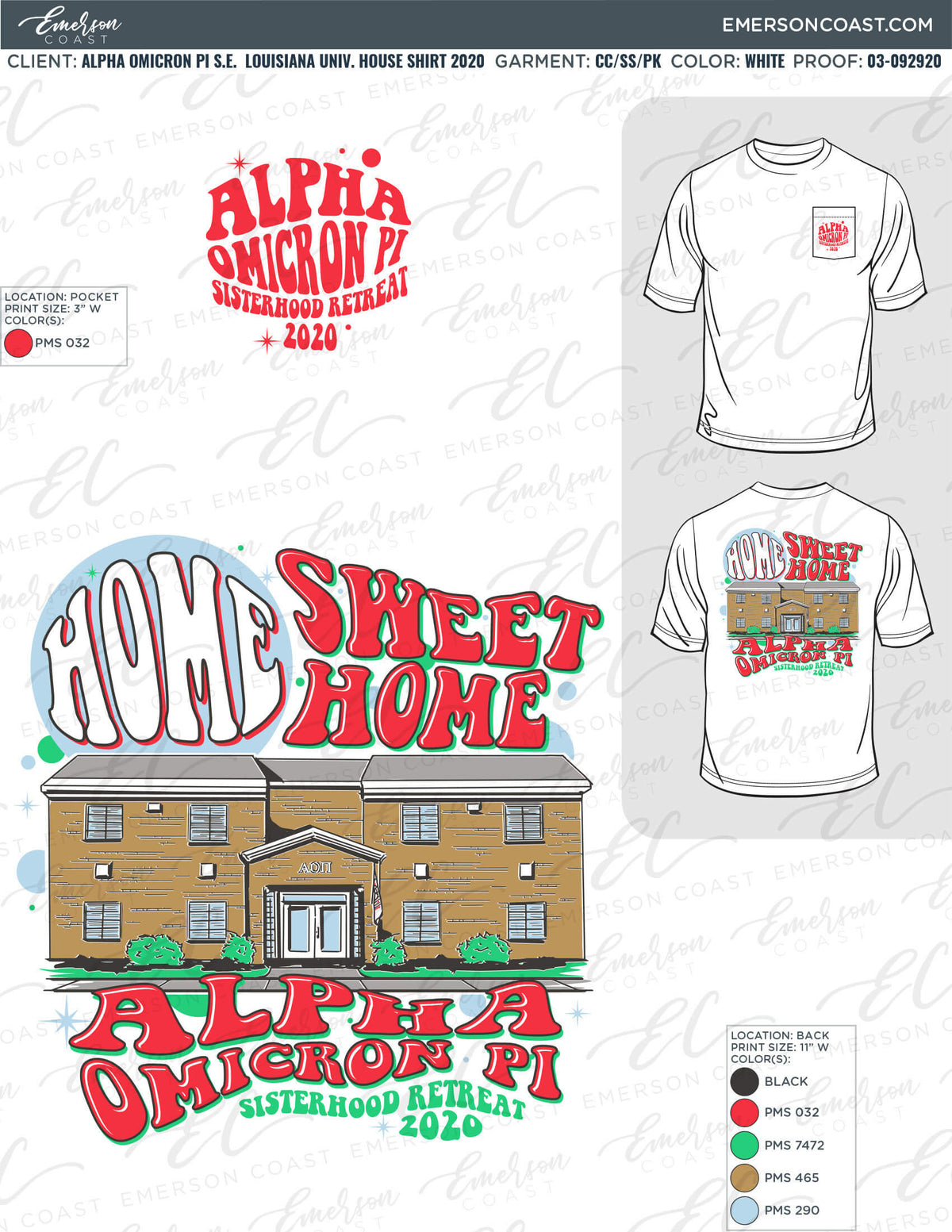 03-092920 Alpha Omicron Pi Southeastern Louisiana University House shirt 2020