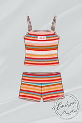 Phi Mu Striped Fold Over Shorts Set