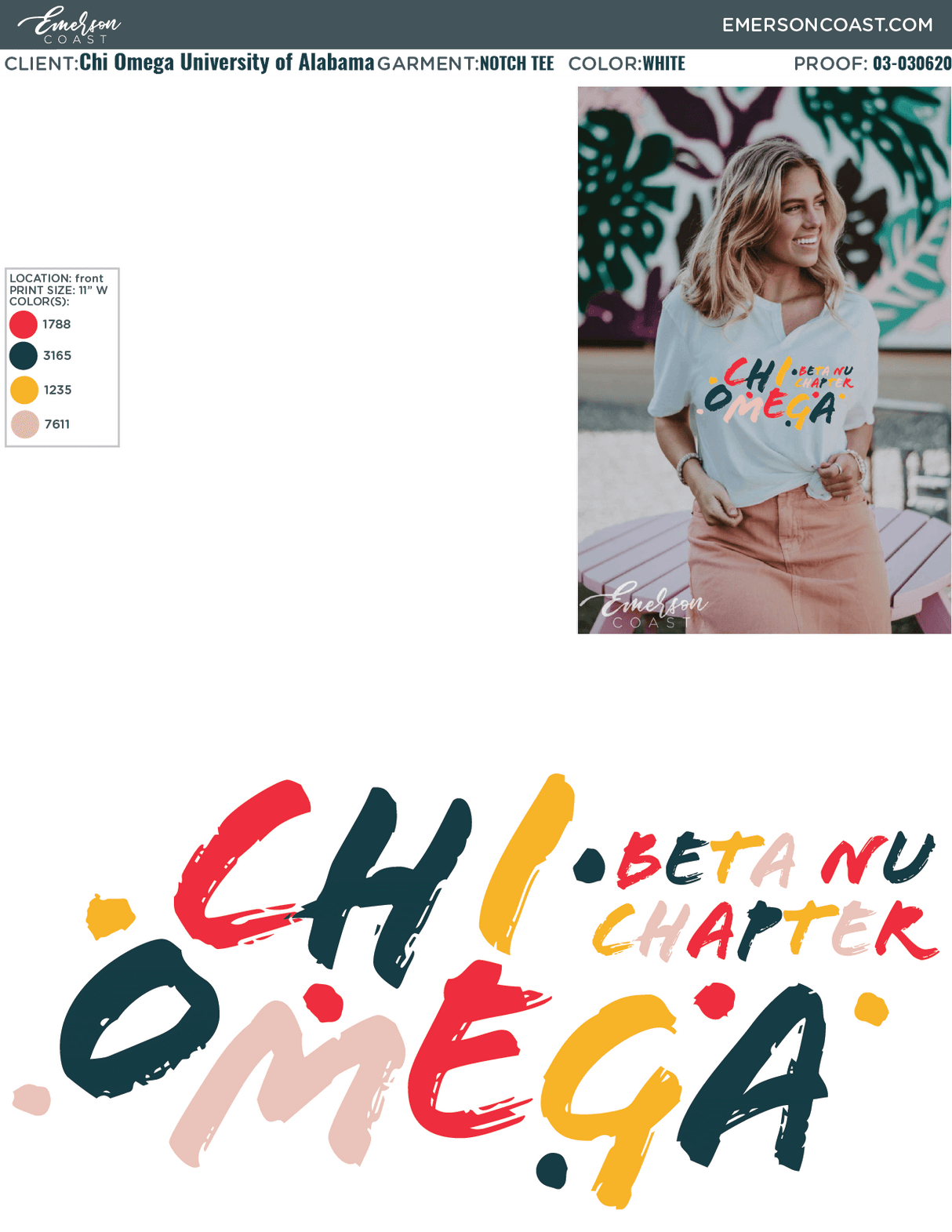 03-030620 Chi Omega University of Alabama Notch Tee 2020-01