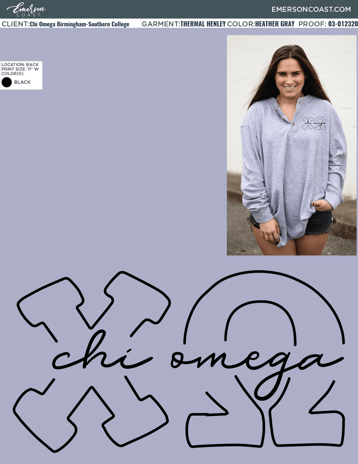 03-012320 Chi Omega Birmingham-Southern College Thermal Henley 2020-01