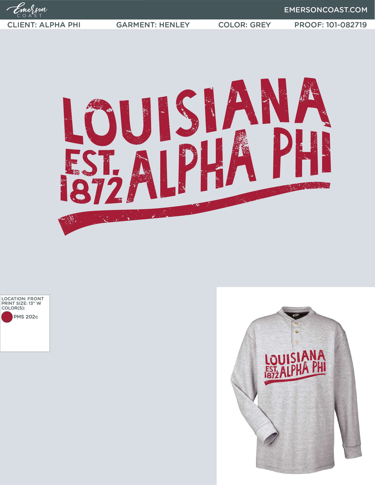 01-101619 Alpha Phi Louisiana State University Thermal Henley 2019-01