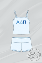 Phi Mu Striped Fold Over Shorts Set