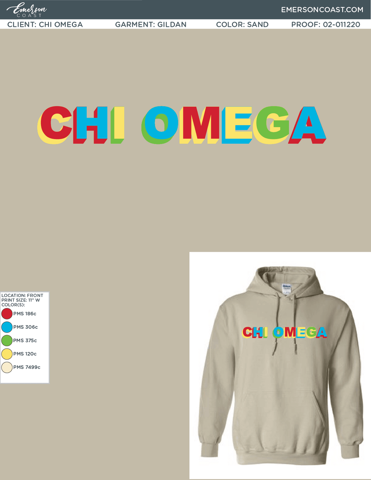 02-011220 Chi Omega University of Tennessee Chatanooga Colorful Sweatshirts 2020-01