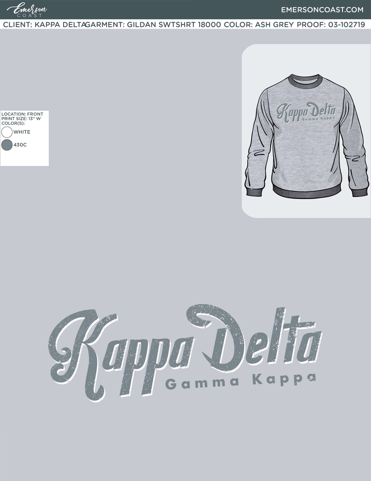 03-102719 Kappa Delta University of Louisiana Lafayette Sweatshirts 2019-01