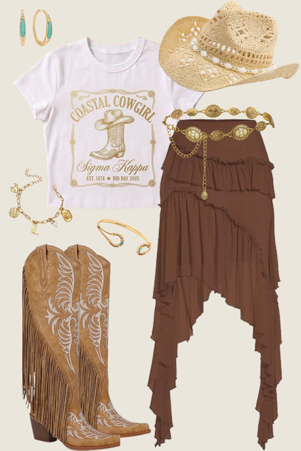 Sigma Kappa Gold Foil Costal Cowgirl Baby Tee