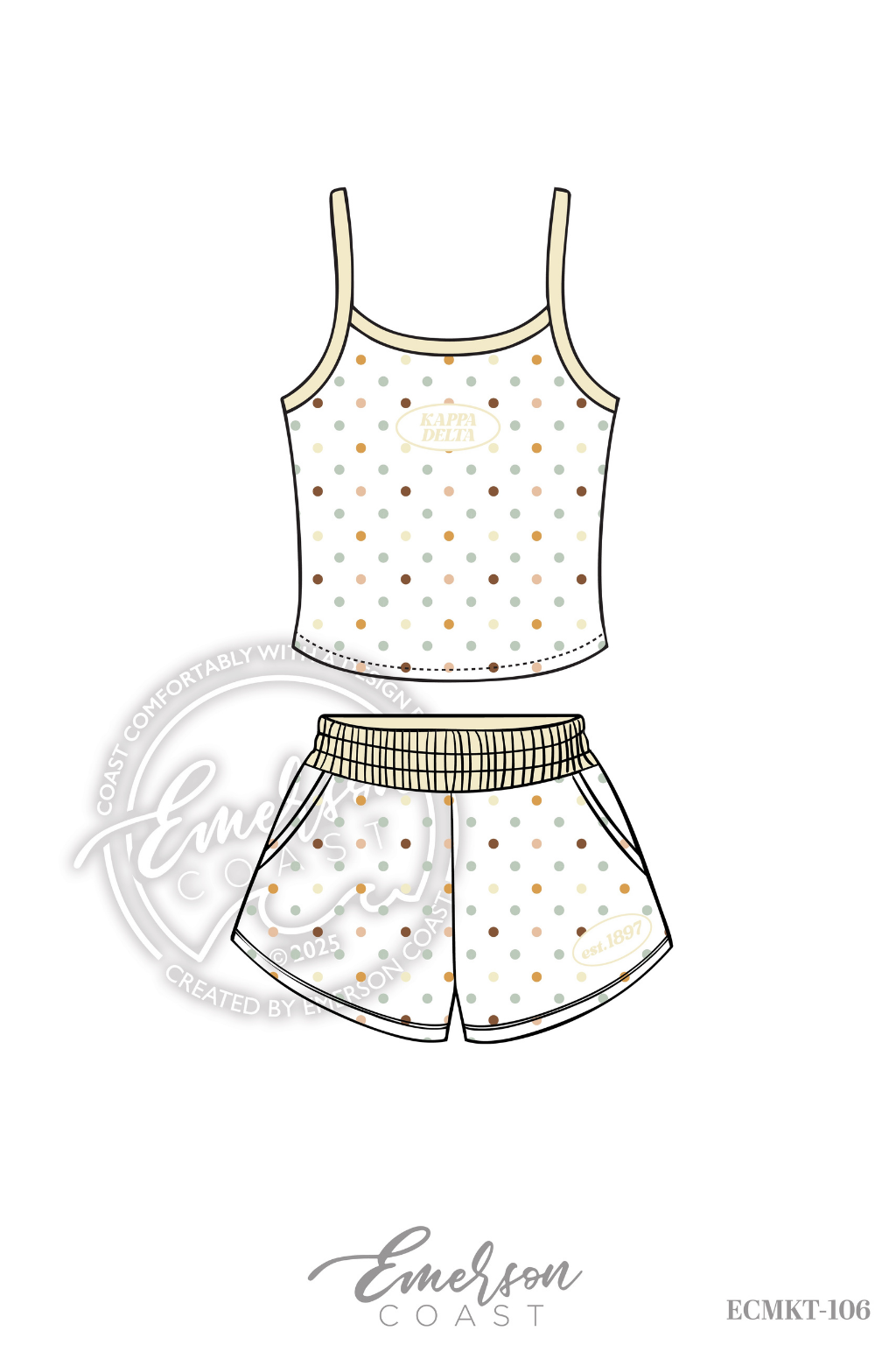 Kappa Delta Pastel Polka Dot Print Tank/Shorts Set