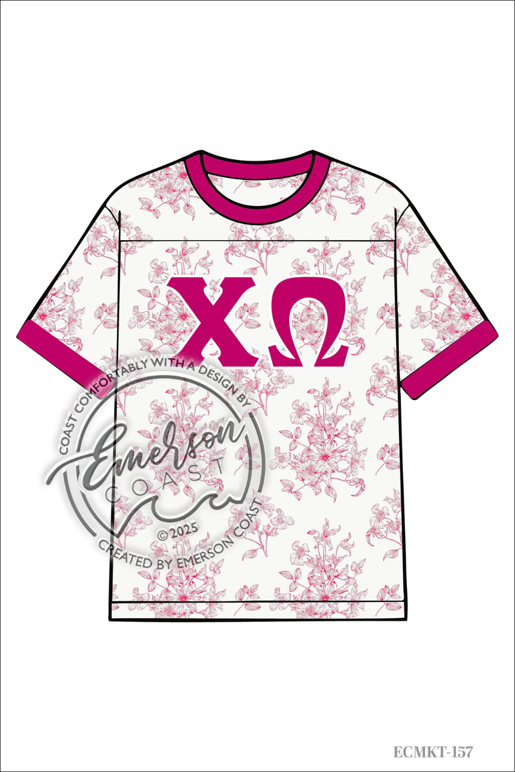 Chi Omega Pink Floral Greek Letter Jersey