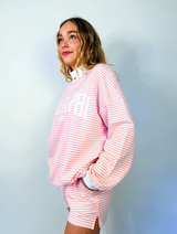 Emerson Coast Light Pink Striped Mock Neck and Shorts Set