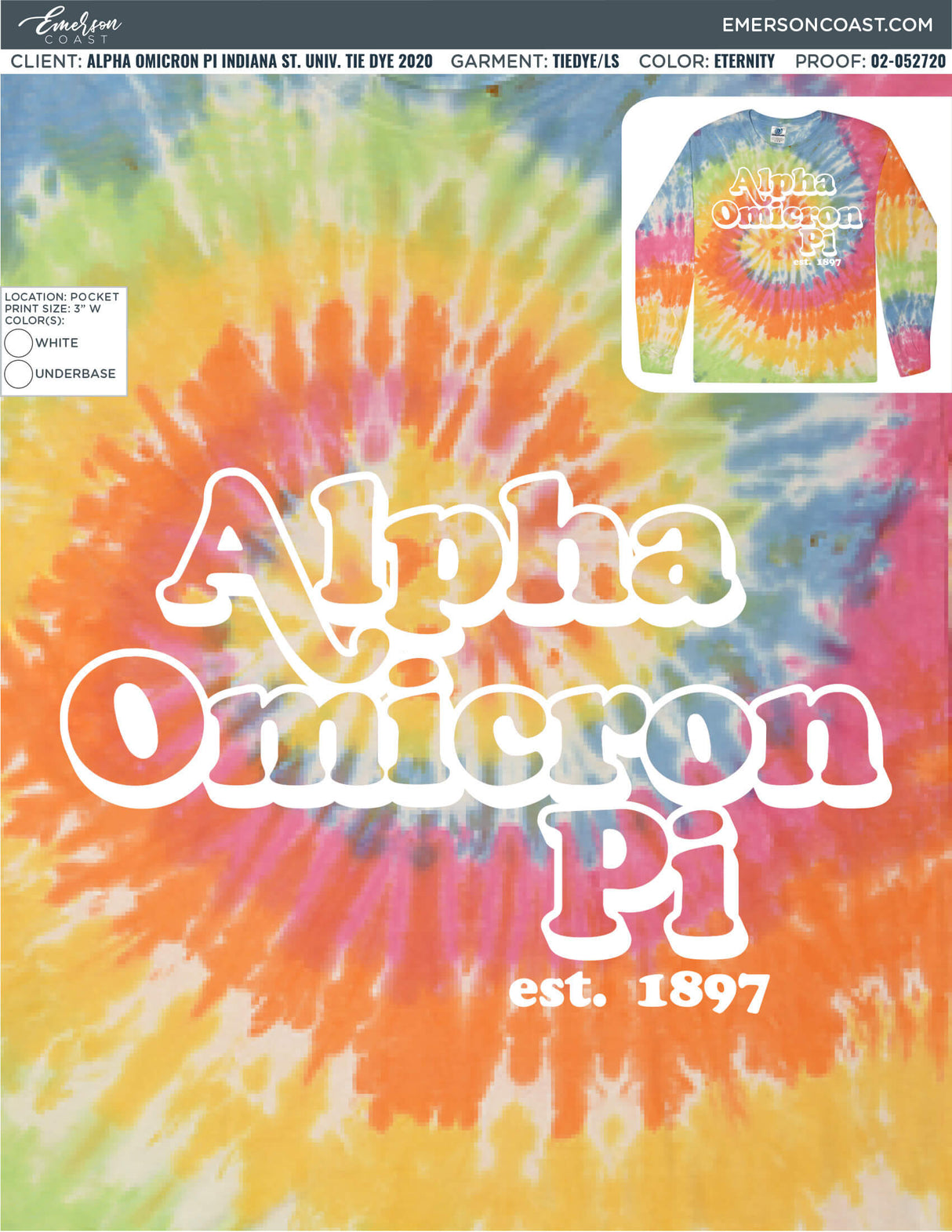 02-052720 Alpha Omicron Pi Indiana State University Tie Dye 2020 2