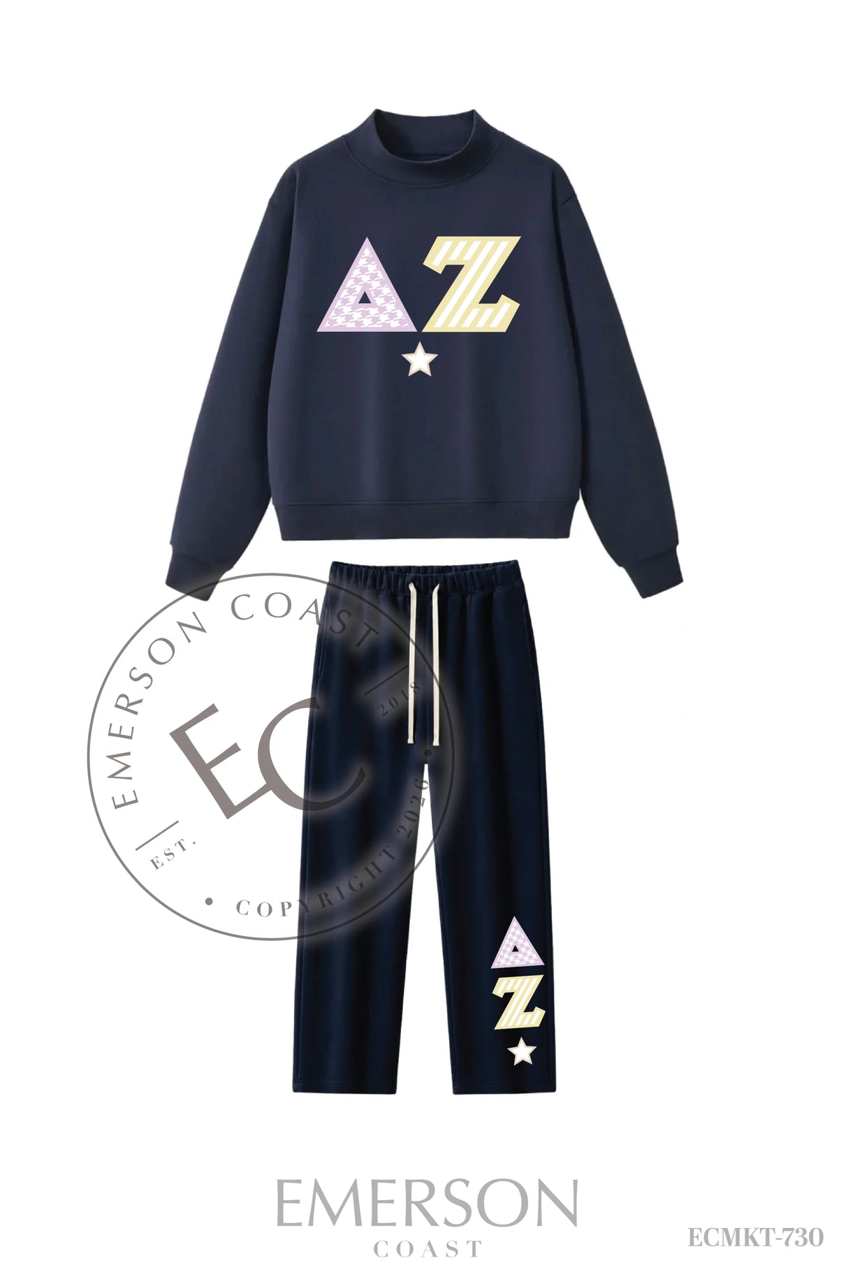 Delta Zeta Navy Mockneck Set