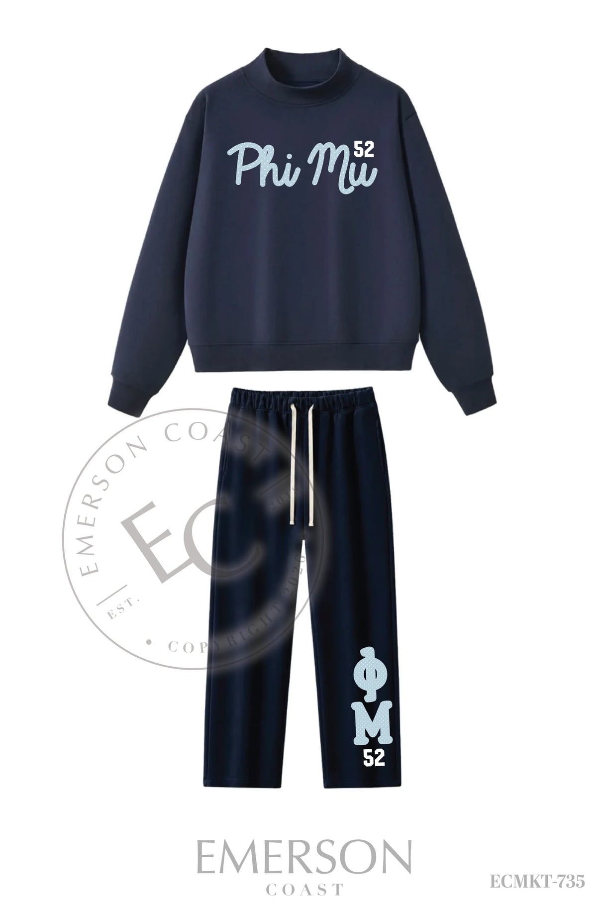 Phi Mu Navy PR Mockneck Set