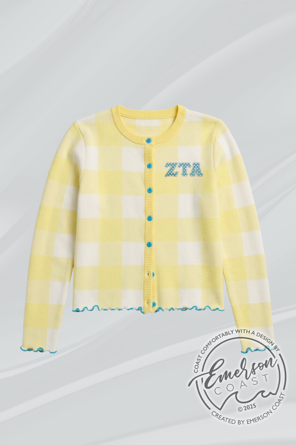Zeta Gingham Ruffle Hem Cardigan