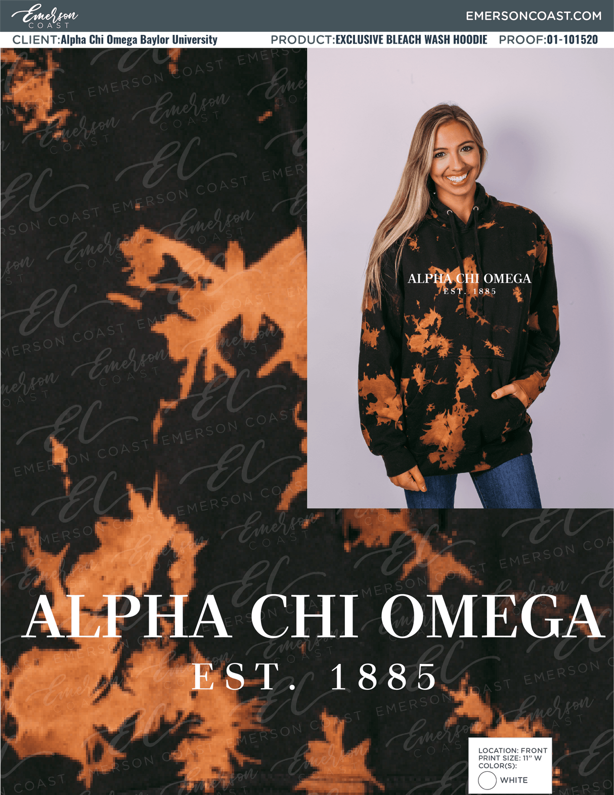 01-101520 Alpha Chi Omega Baylor University Hoodie 2020-01