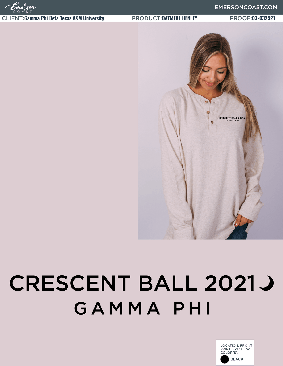 03-032521 Gamma Phi Beta Texas A&M University Oatmeal Henley 2021 ZME-02
