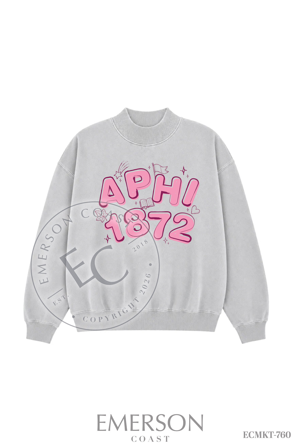 Alpha Phi Gray Reversible Mockneck