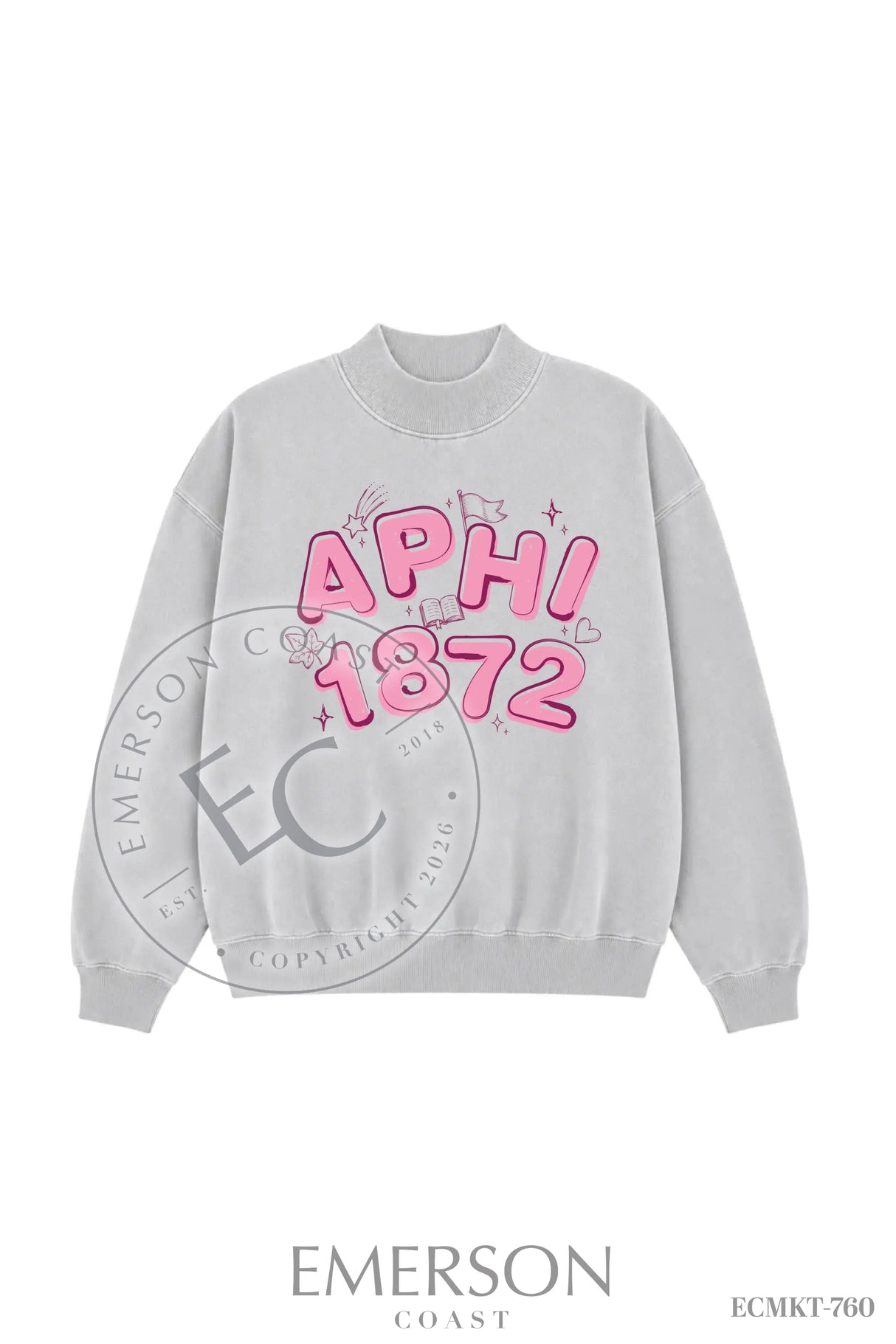 Alpha Phi Gray Reversible Mockneck