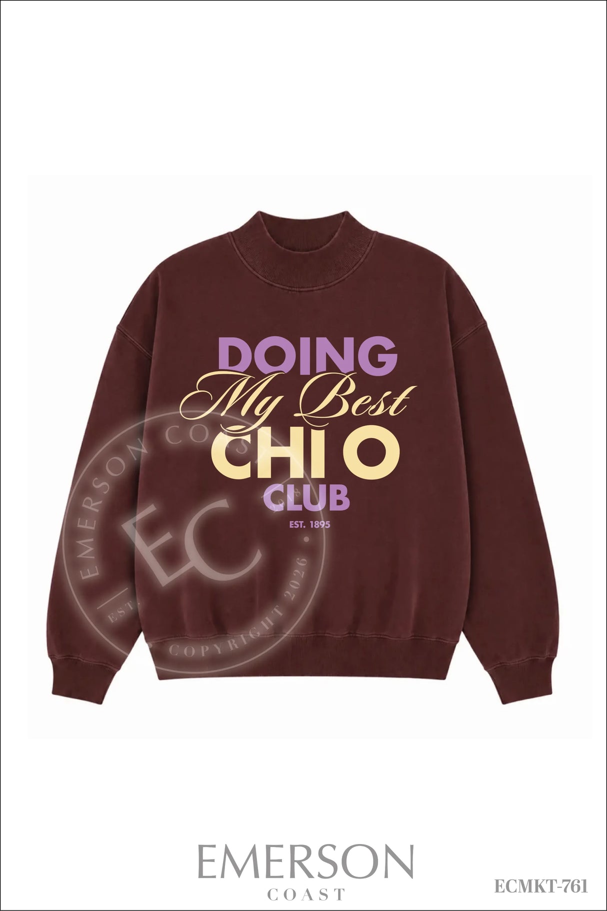Chi Omega Dark Maroon Mockneck
