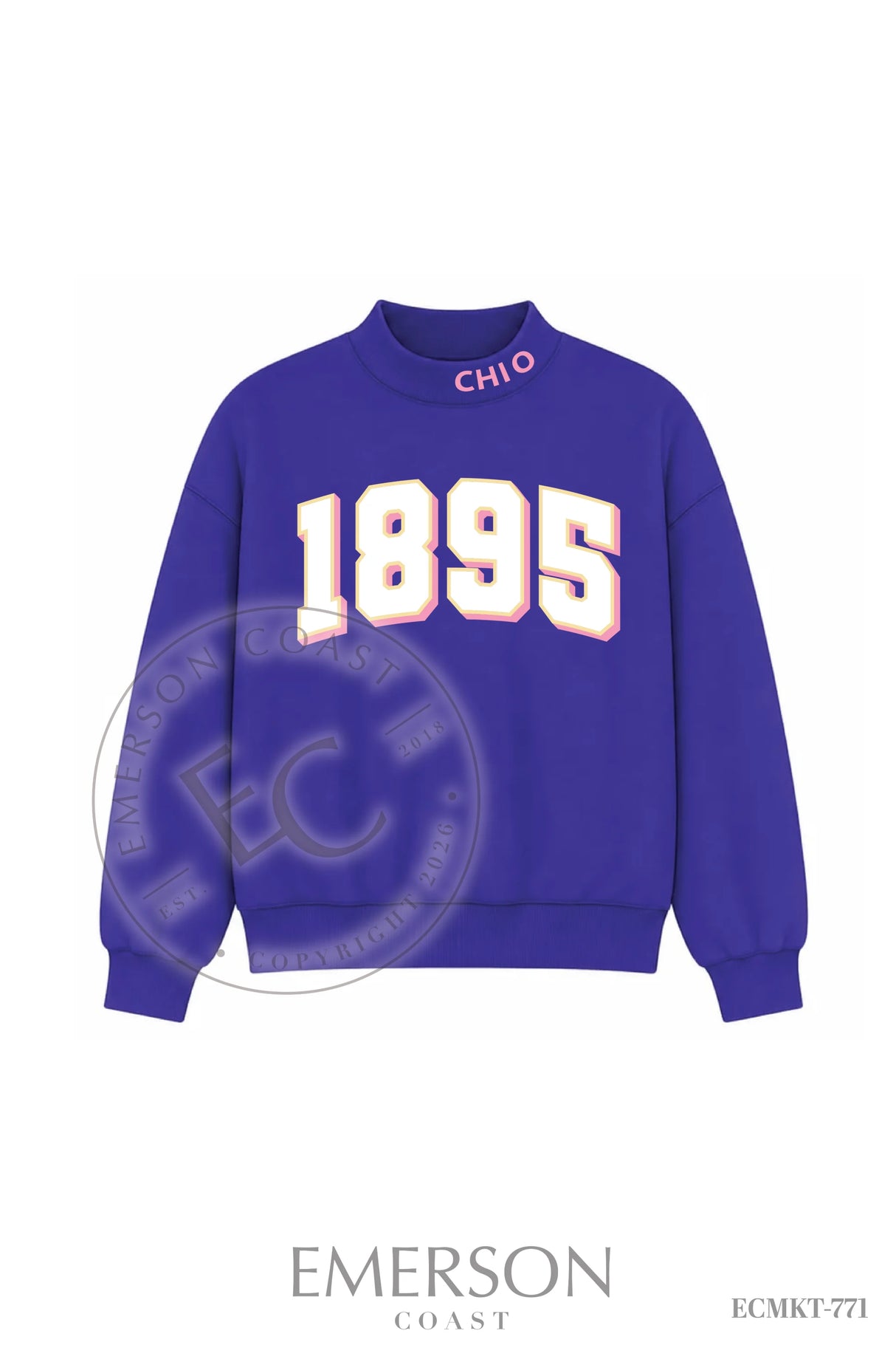 Chi Omega Blue PR Mockneck