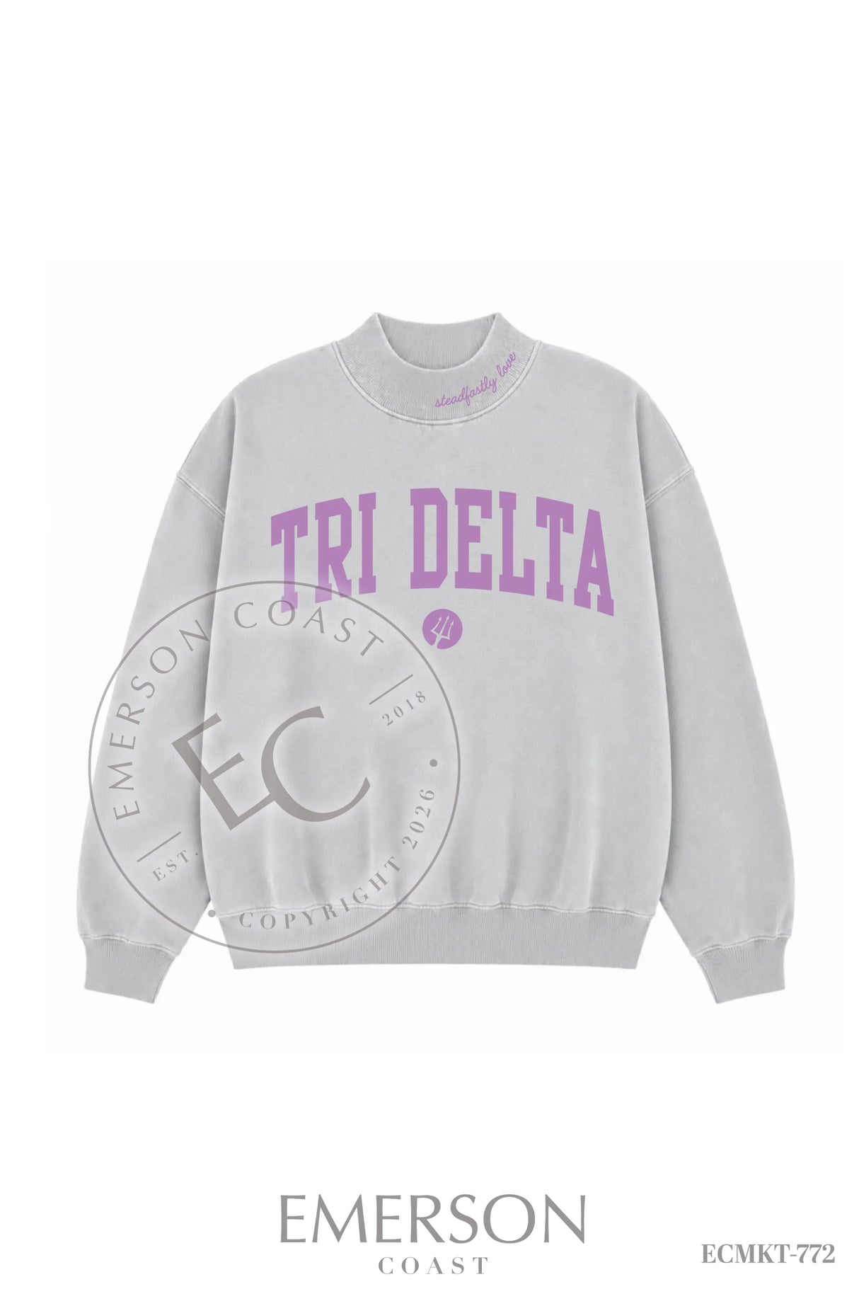 Delta Delta Delta Stone Gray Mockneck