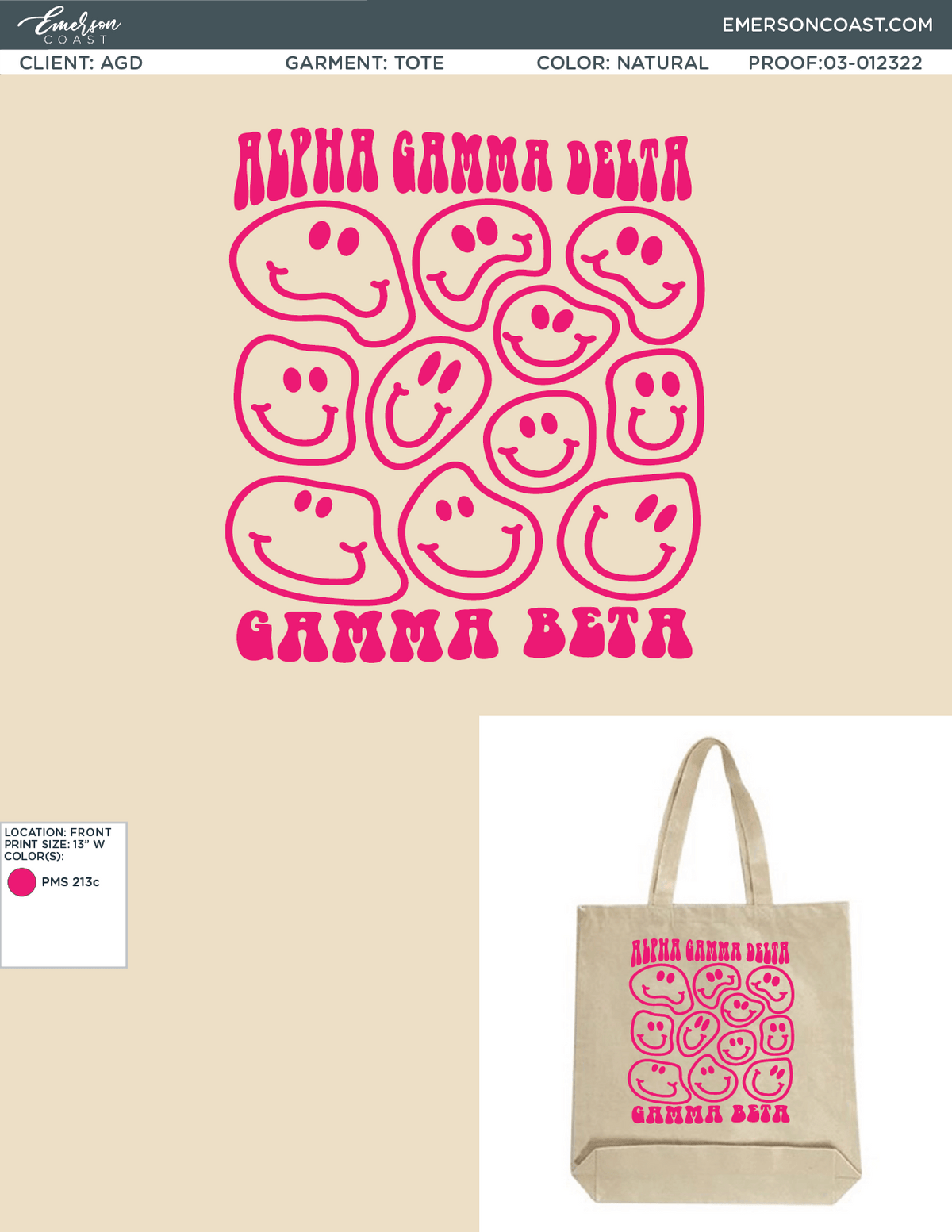 03-012322 Alpha Gamma Delta Florida State University Tote Bags 2022-01
