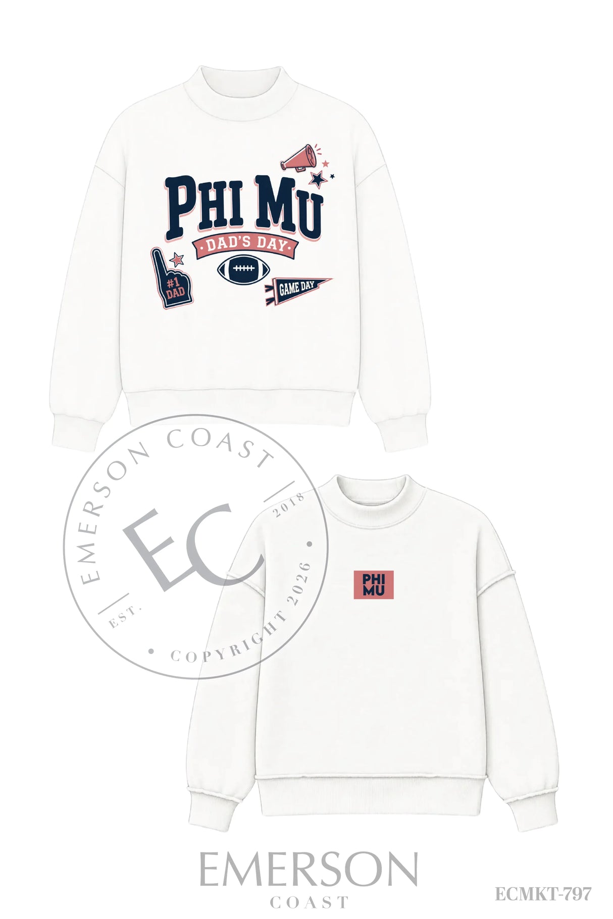 Phi Mu Dad's Day Reversible Mockneck