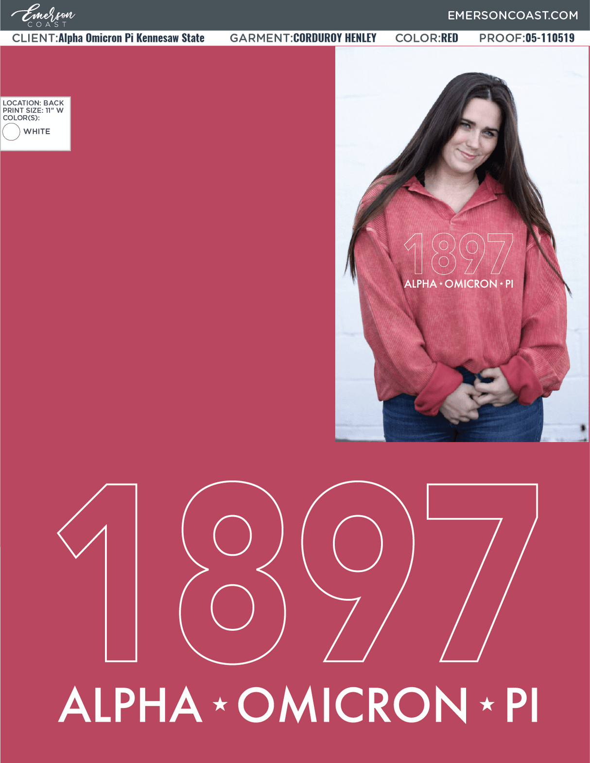 05-110519 Alpha Omicron Pi Kennesaw State University Corduroy Henley COLORFUL 2019-03
