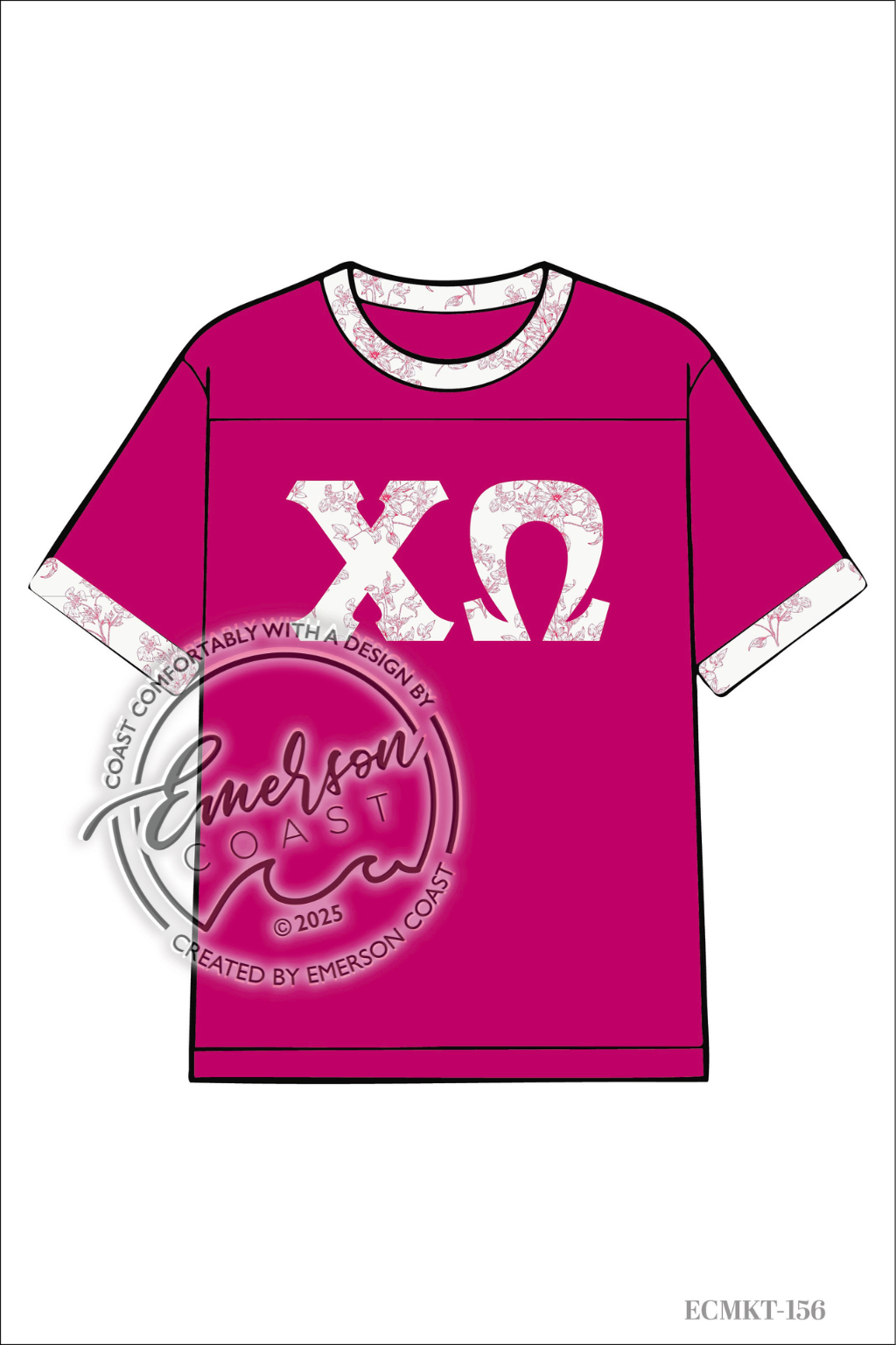 Chi Omega Hot Pink Floral Greek Letter Jersey