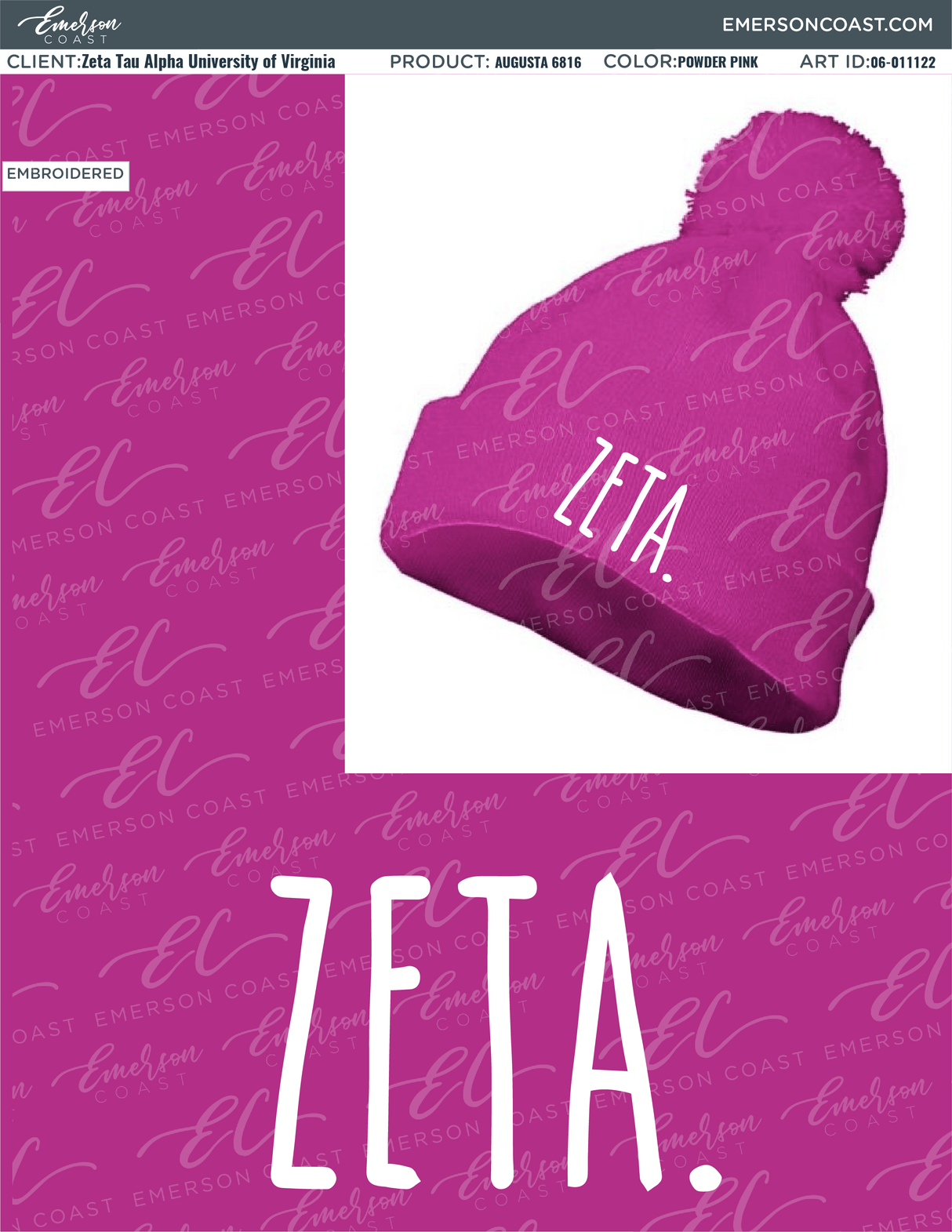 06-011122 Zeta Tau Alpha University of Virginia Beanie 2022