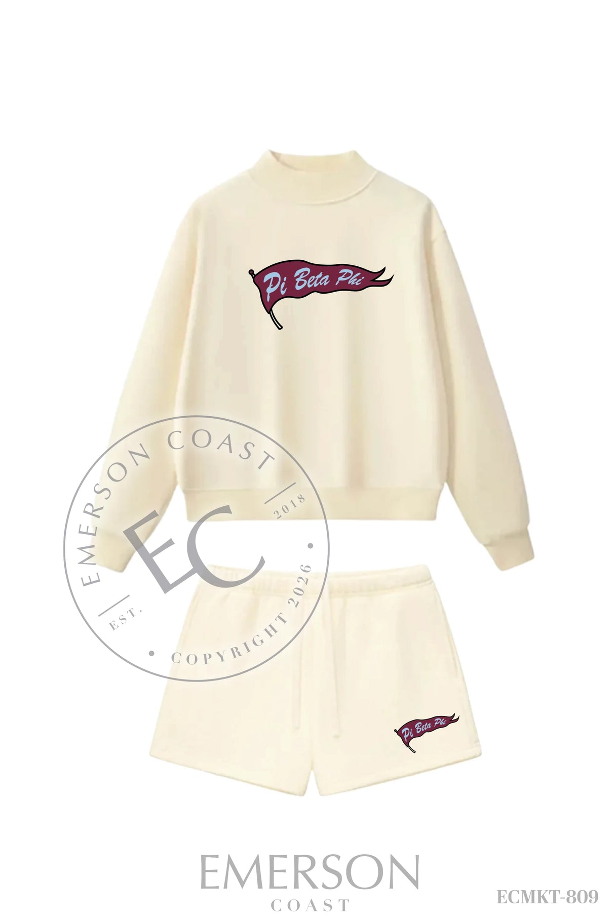 Pi Beta Phi Cream Set Cream Heritage Mockneck Set