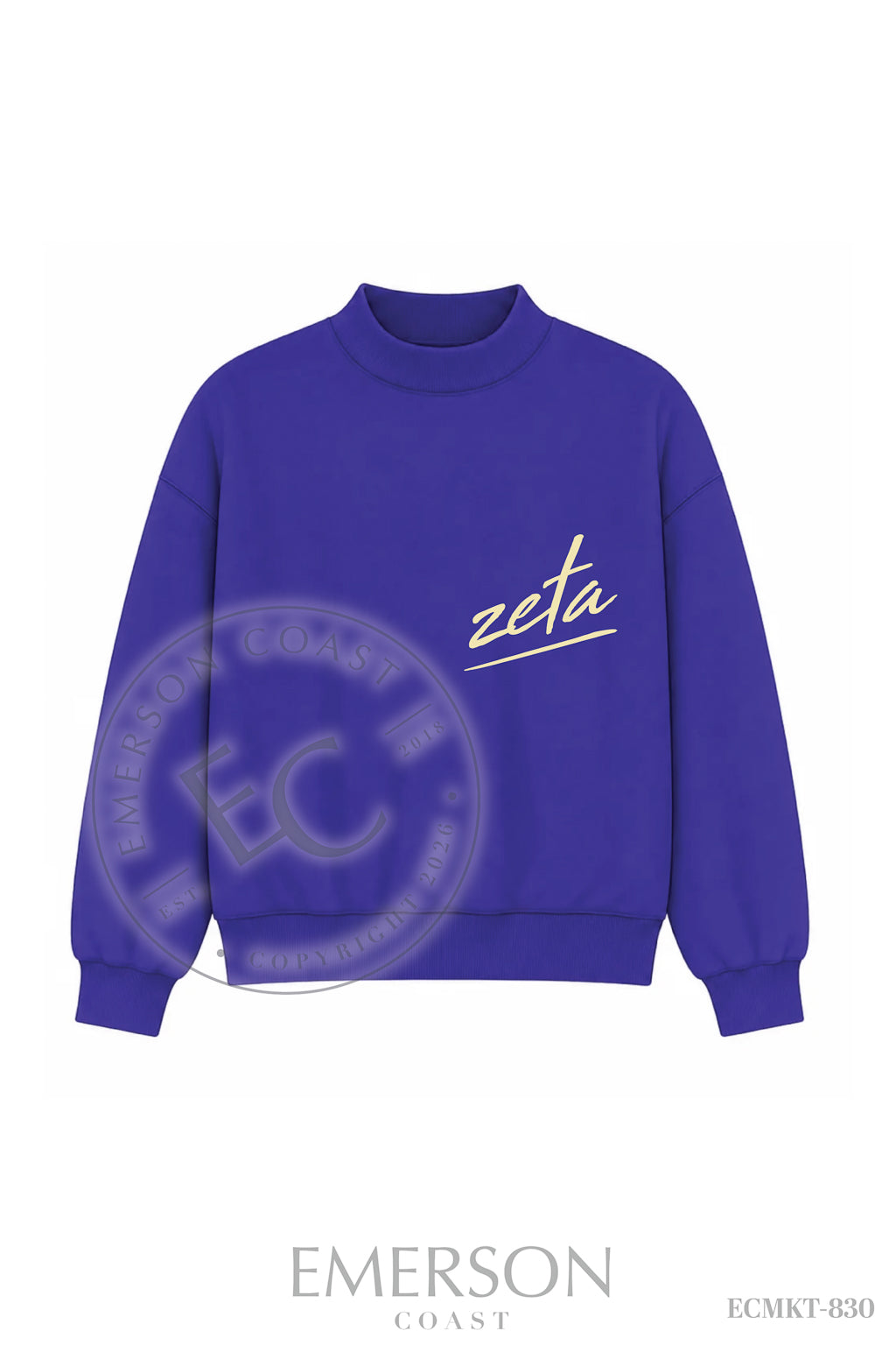 Zeta Tau Alpha Blue Reversible Mockneck