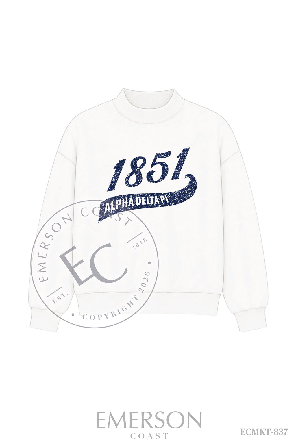 Alpha Delta Pi White Reversible Mockneck