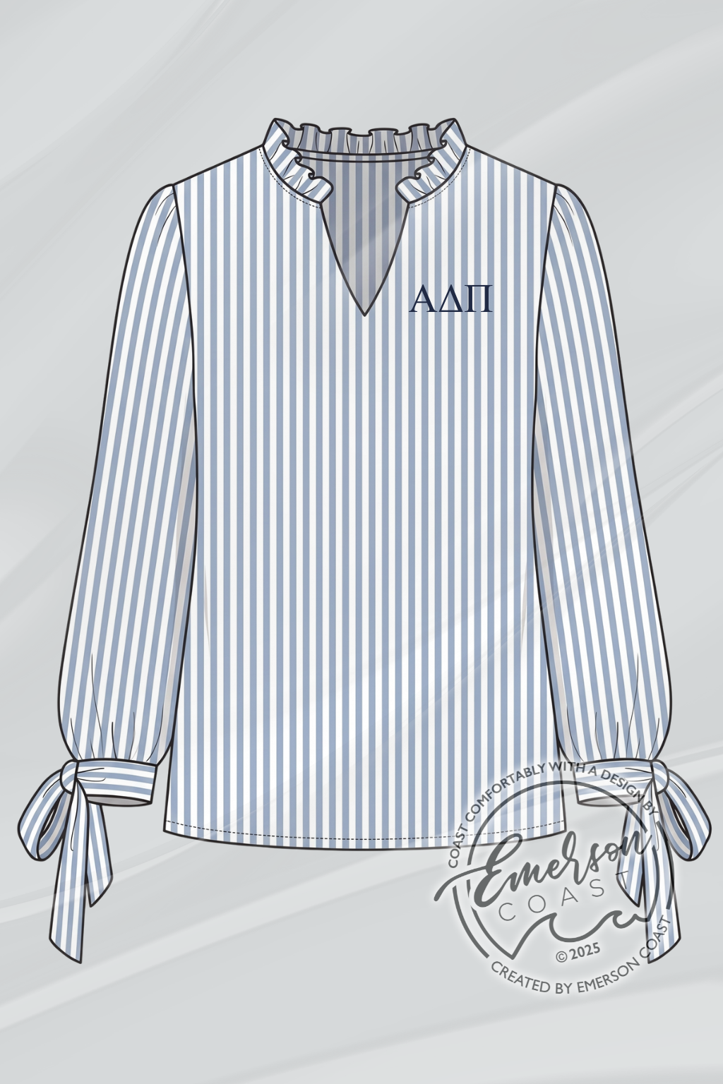 Alpha Delta Pi Seersucker Tie Sleeve Top