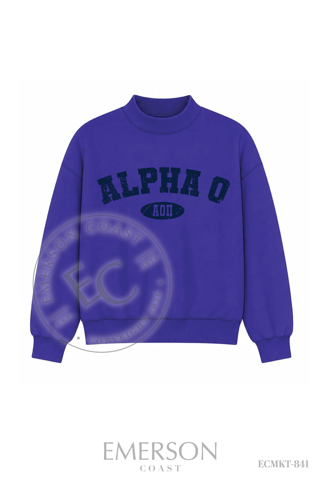 Alpha Omicron Pi Blue Reversible Mockneck