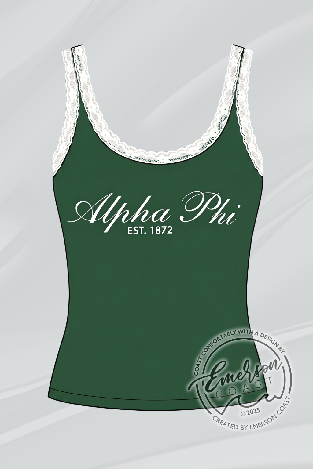 Alpha Phi Green Lace Tank