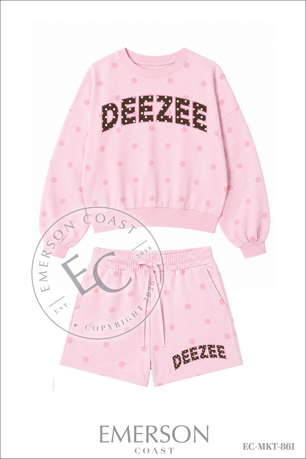 Delta Zeta Brown Polka Dot Set
