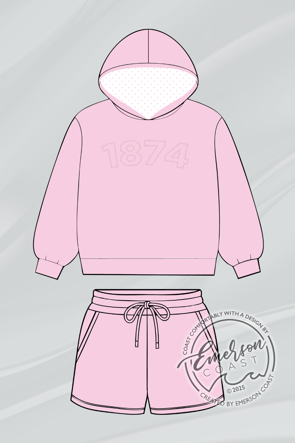 GPhi Light Pink Polka Dot Hoodie Set