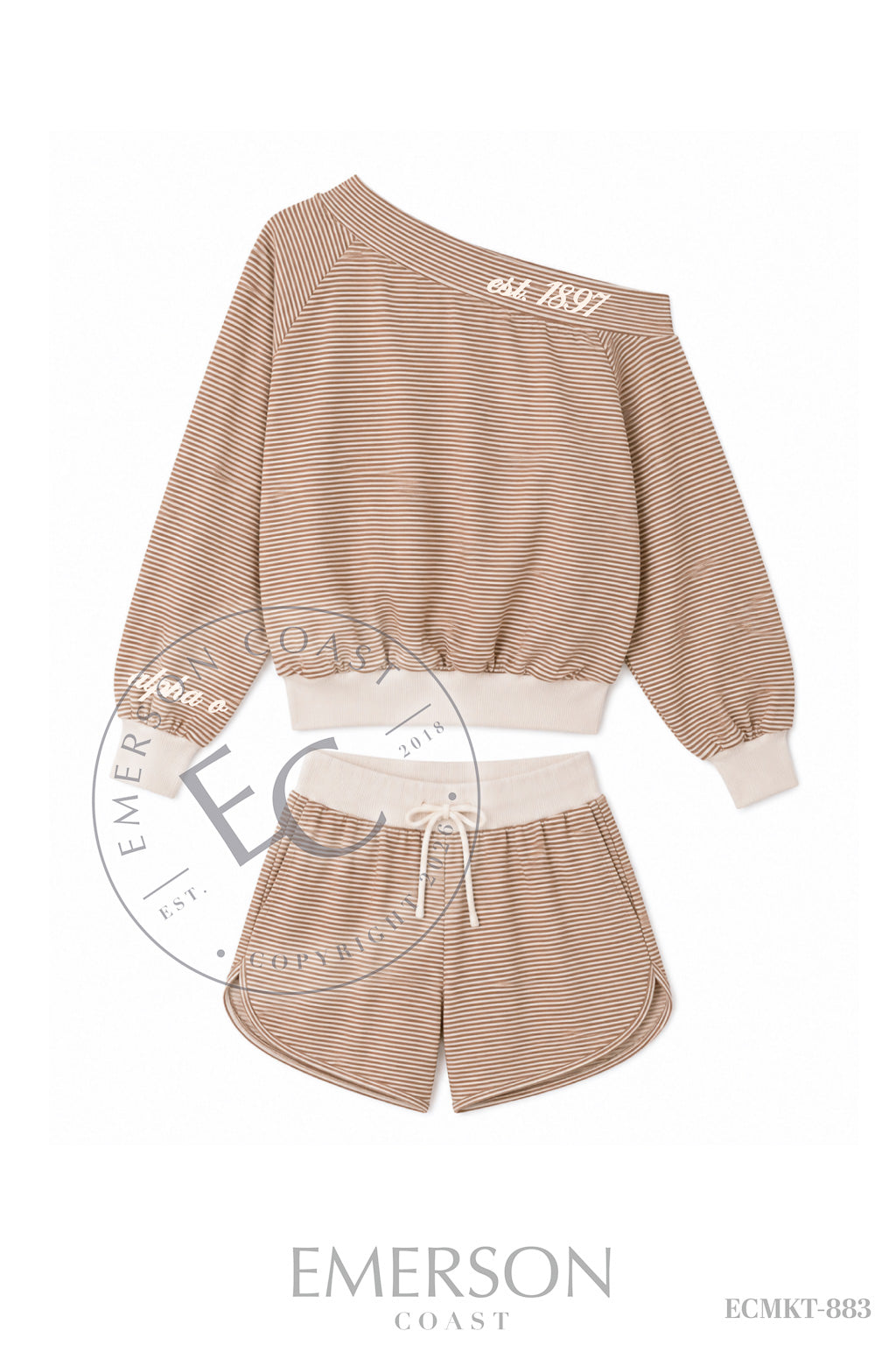 Alpha Omicron Pi Year Script Brown Off The Shoulder Set
