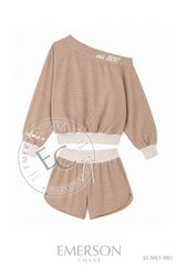 Alpha Omicron Pi Year Script Brown Off The Shoulder Set