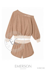 Alpha Omicron Pi Year Script Brown Off The Shoulder Set