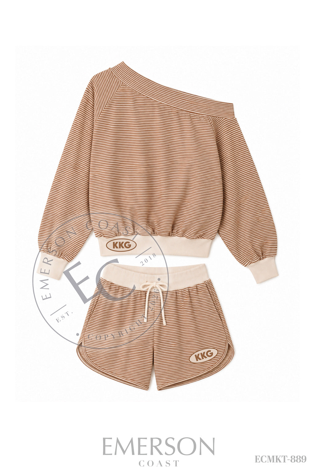 KKG Hem Patch Brown Off The Shoulder Set