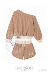 KKG Hem Patch Brown Off The Shoulder Set