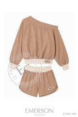 Phi Mu Year Hem Patch Brown Off The Shoulder Set