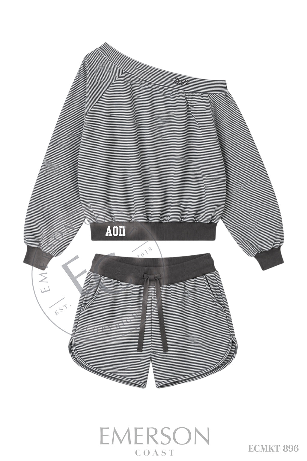 AOII Script Year Black Off The Shoulder Set
