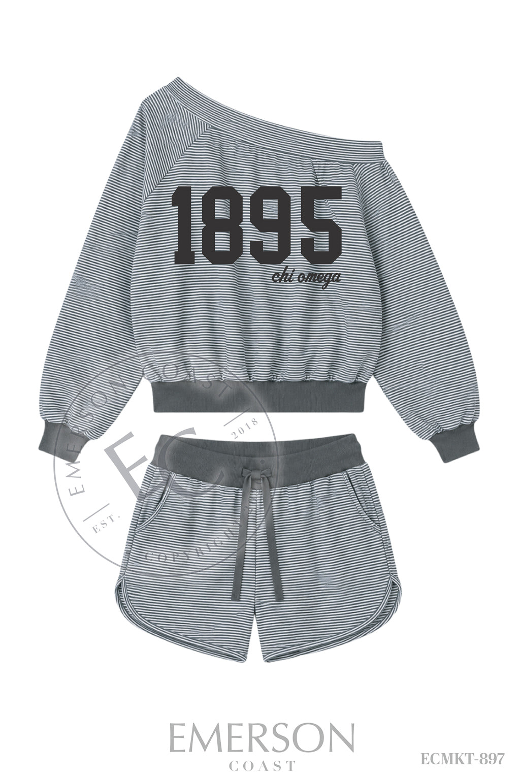 CHI O Varsity Year Black Off The Shoulder Set