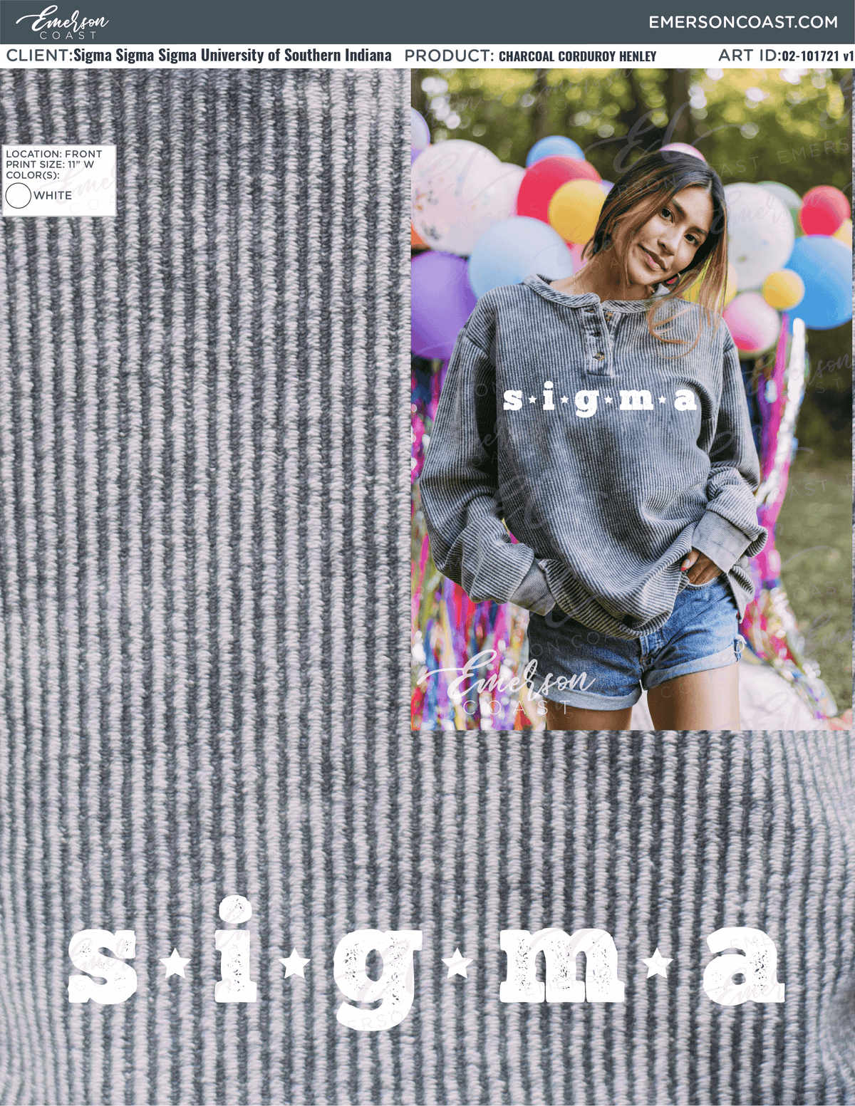 02-101721 Sigma Sigma Sigma University of Southern Indiana Henley Cord 2021-01